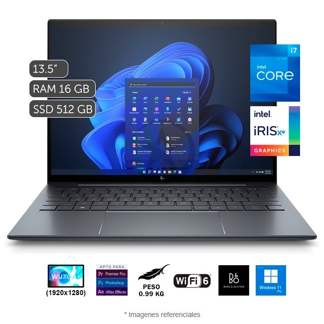 Laptop HP Elite Dragonfly G3, Intel Core i7-1255U Hasta 4.7 GHz, RAM 16 GB, Sólido SSD 512GB PCIe NVMe, LED 13.5'' IPS WUXGA+, Windows 11 Pro